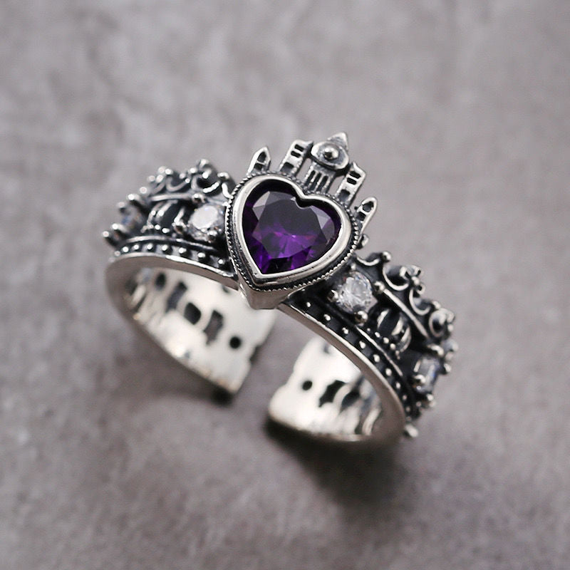Crown Loving Heart Zircon Female Fashion Temperament Rings