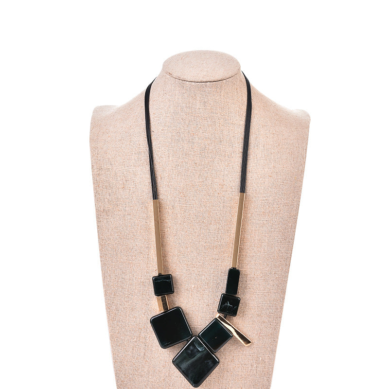 Fashion Wax Rope Acrylic Personalized Ethnic Style Long Sweater Chain Necklace