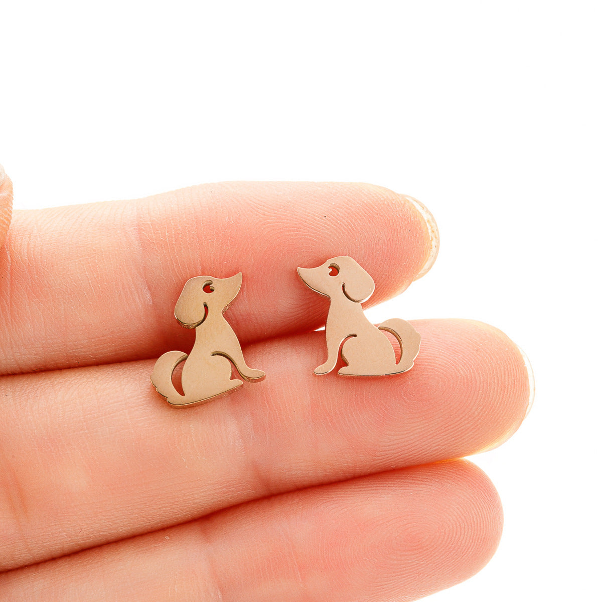 Fashion Cartoon Cute Stainless Steel Gold Plated Pet Earrings