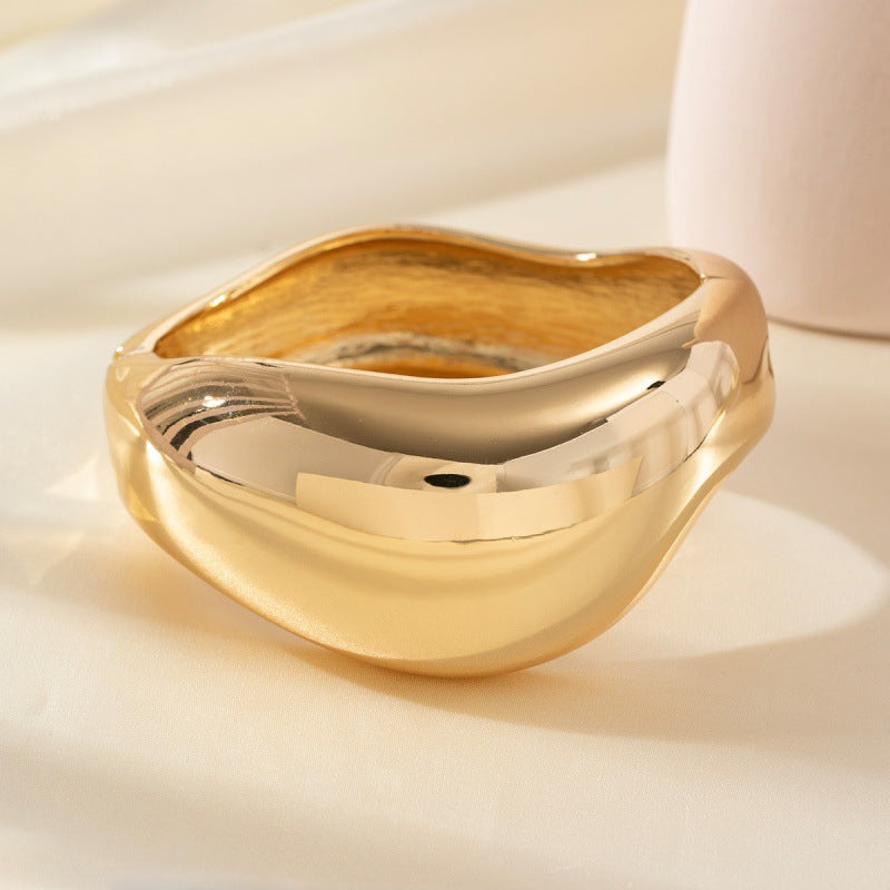 Geometric Plaid Striped Resin Blooming Coffee Color Round Bracelets