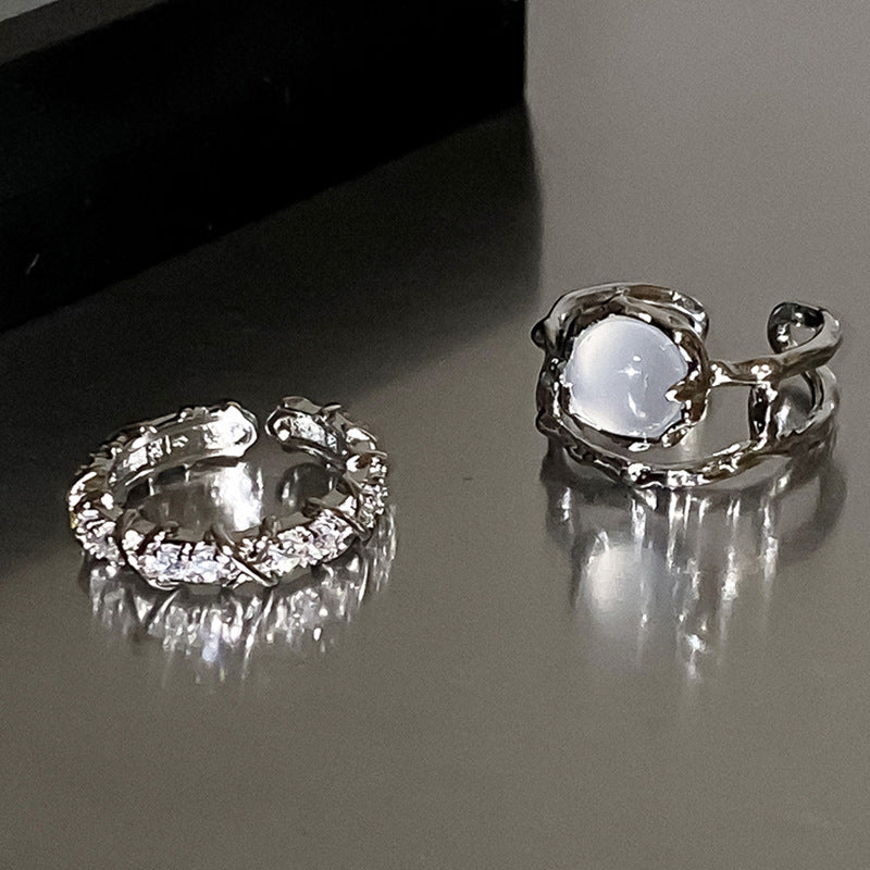 Style Pearl Zircon Butterfly Female Niche High-grade Rings