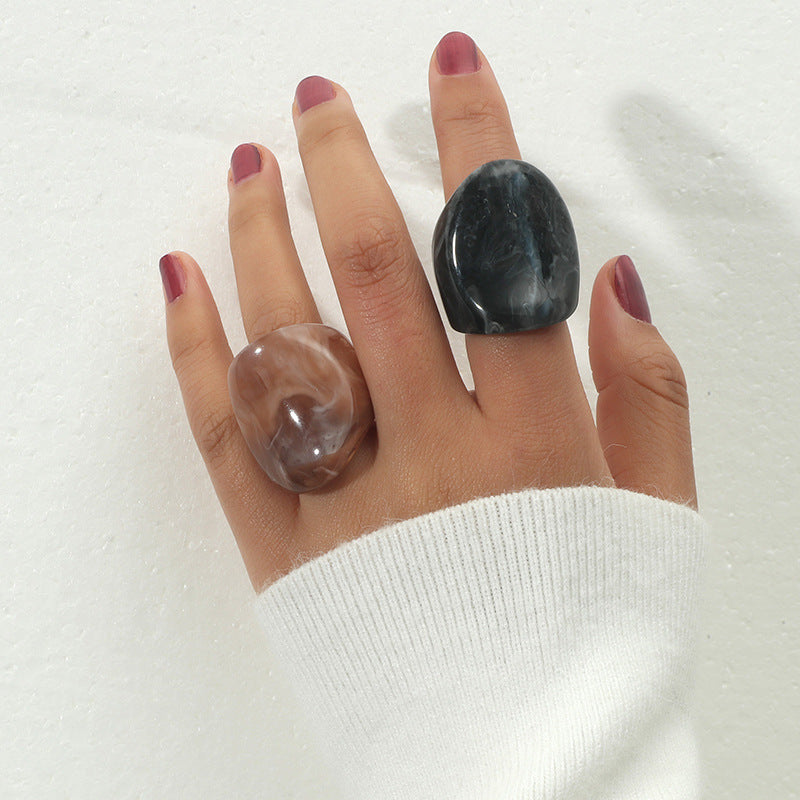 Retro Fashion Creative Acrylic Exaggerated Trendy Irregular Rings