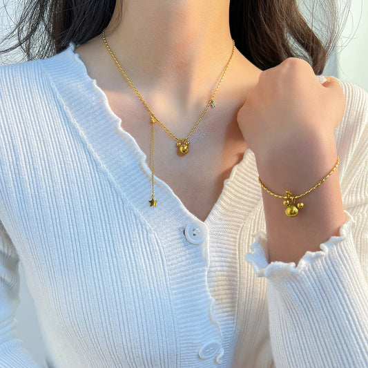 The Run Fashion Cartoon Titanium Steel Five-pointed Star Trendy Necklaces