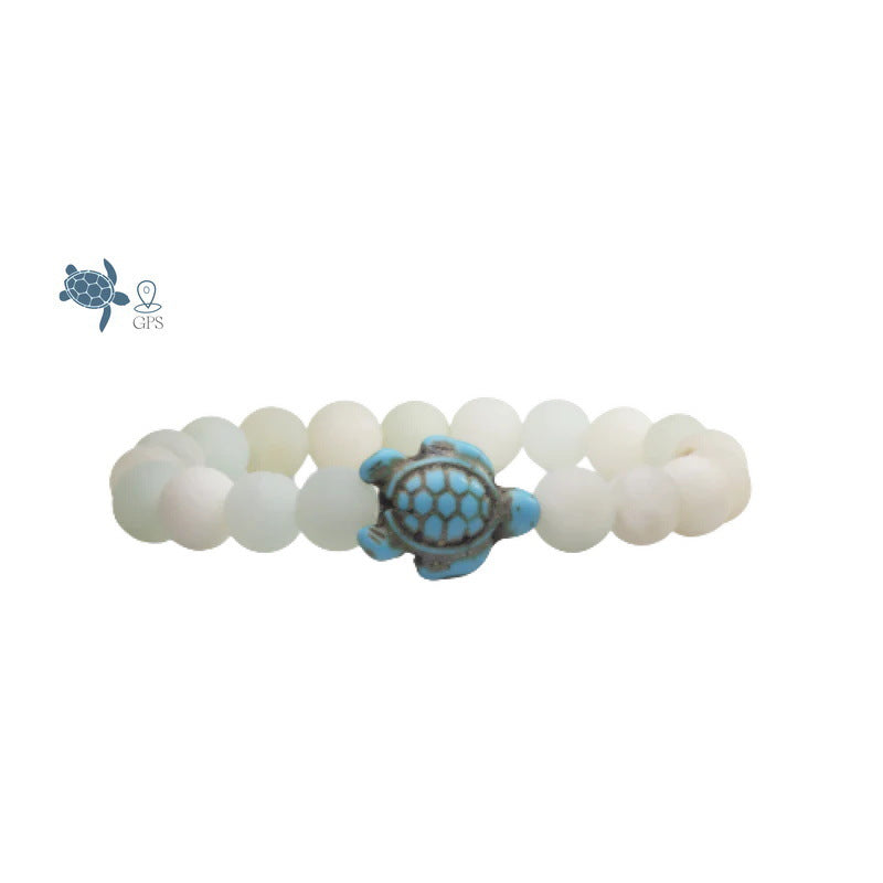 Turtle Turquoise Volcanic Rock White Beads Bracelets