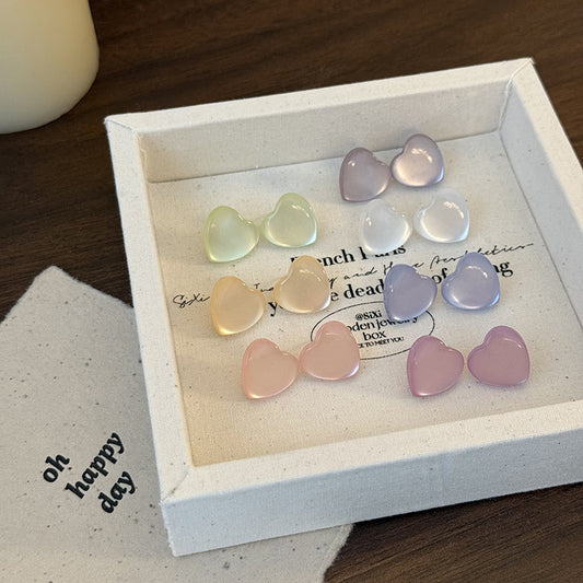 Women's Colored Loving Heart Fairy For Sweet High-grade Jelly Imitation Cat Stud Earrings