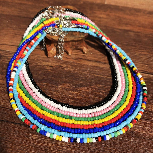 Women's Clavicle Chain Sweet Personalized Color Bead Handmade Beaded Necklaces