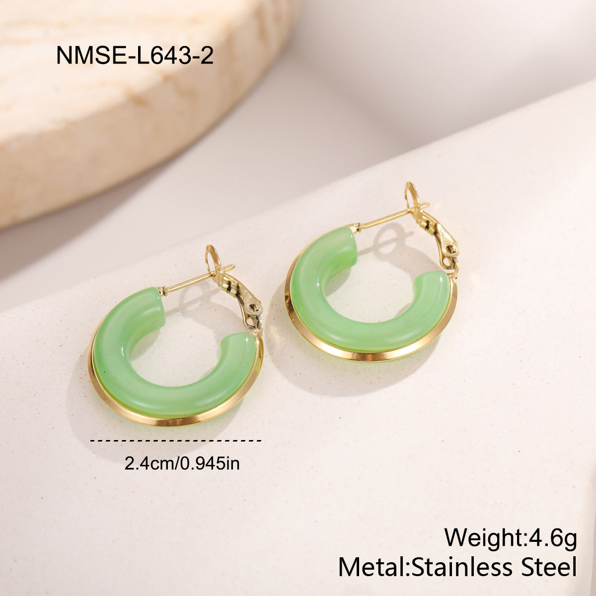 Stainless Steel Fresh Color Irregular Resin Female Niche Design Earrings