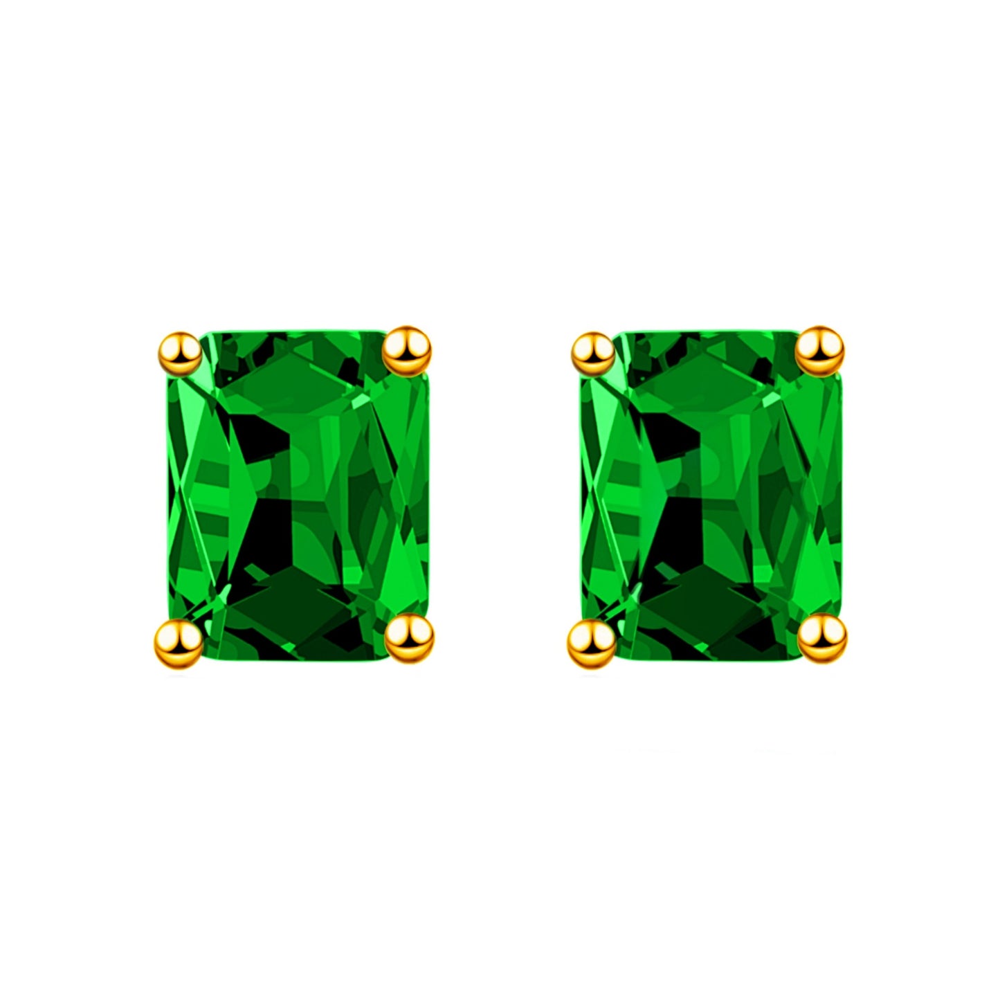 Fashion Rectangular Emerald Rose Gold Plated Rings