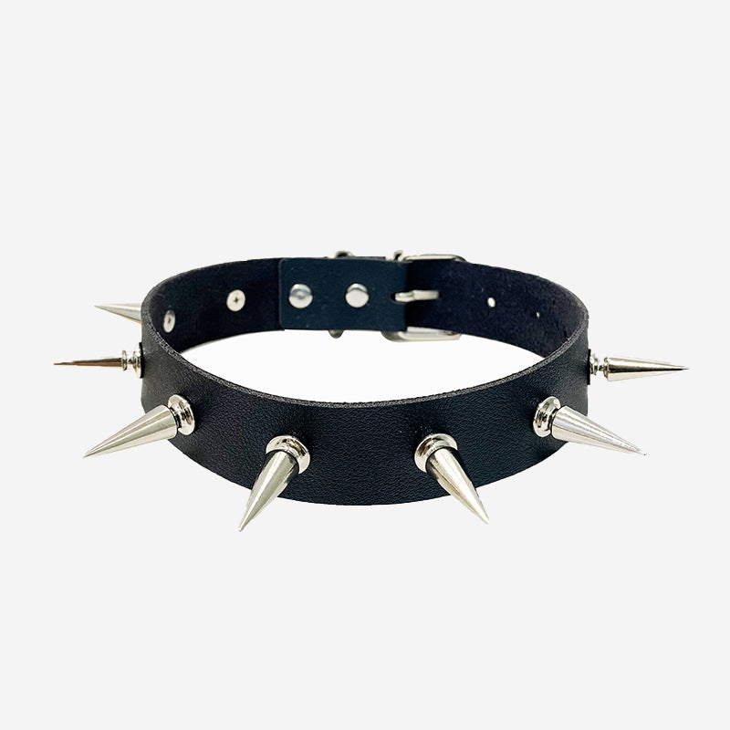Punk Nightclub Long Pointed Rivet Short Personalized Collar