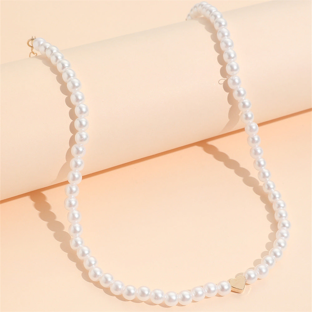 Women's Wind Pearl Heart Stringed Pearls Sweet Cool Cute Necklaces