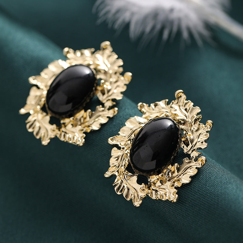 Women's French Irregular Exaggerated Metal Sier Pin Design Ear Unique Stud Earrings