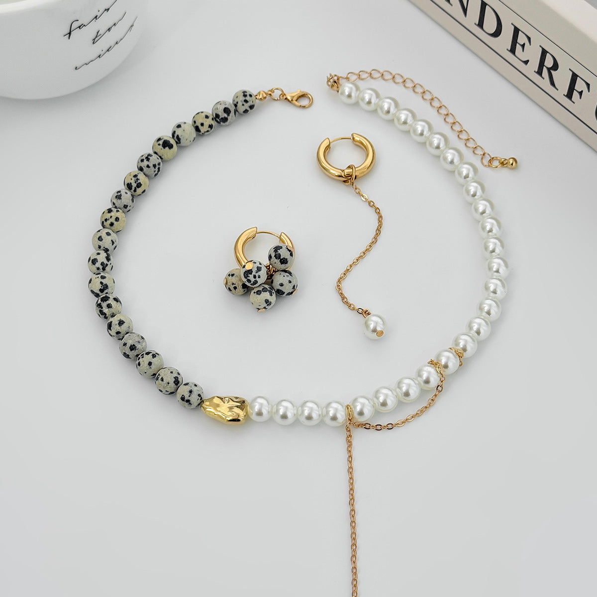 Personality Imitation Pearl Beaded Stitching Fashion Spot Acrylic Beads Chain Necklaces