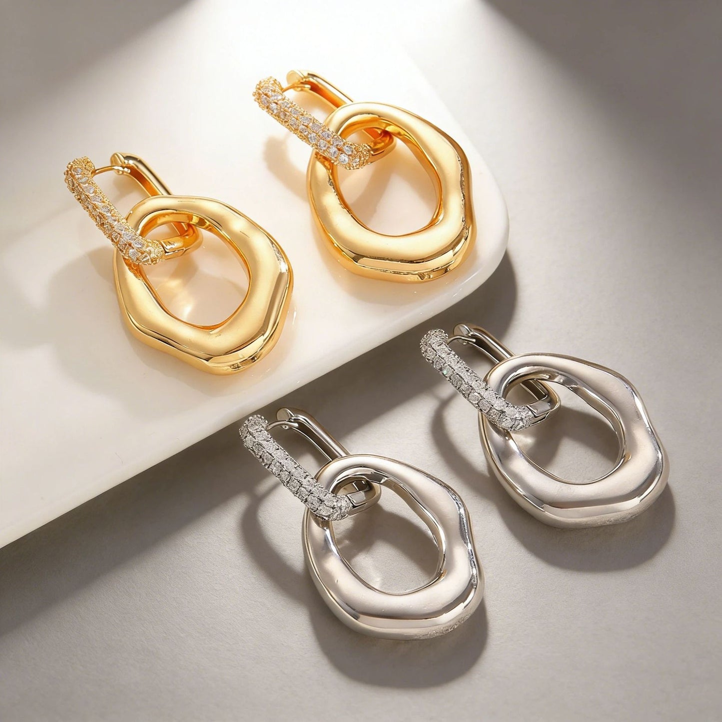 Fashion High Profile Generous Sense Irregular Circles Female Temperament Personality Earrings
