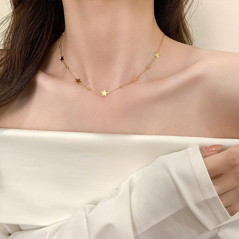 Titanium Steel Versatile Mori Starry Short Color Preservation Clavicle Necklaces