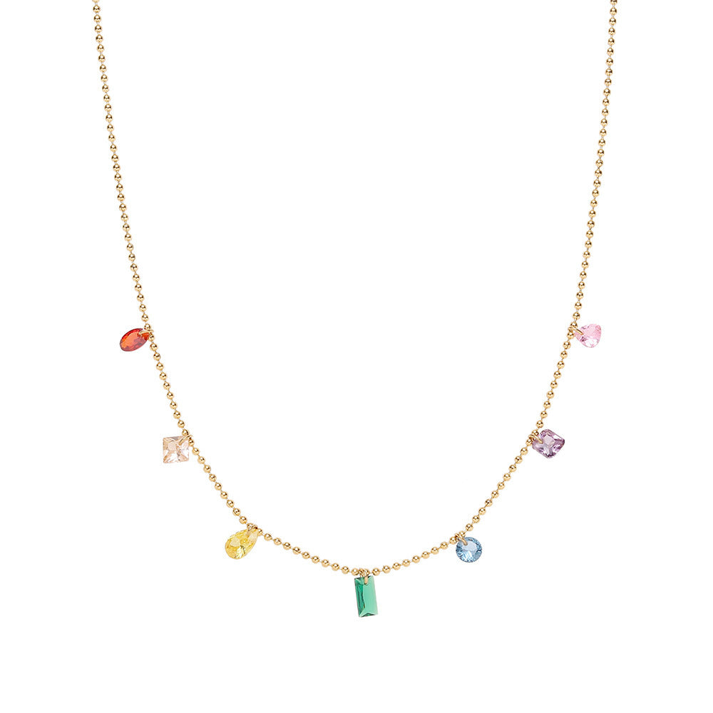 Wild Color Zircon Titanium Steel Niche Advanced Clavicle Chain Simple Necklace