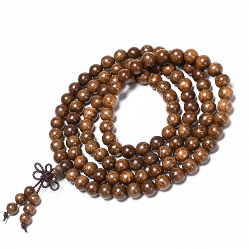 Women's & Men's Golden Sandalwood Submerged Buddha Beads Stall Bracelets