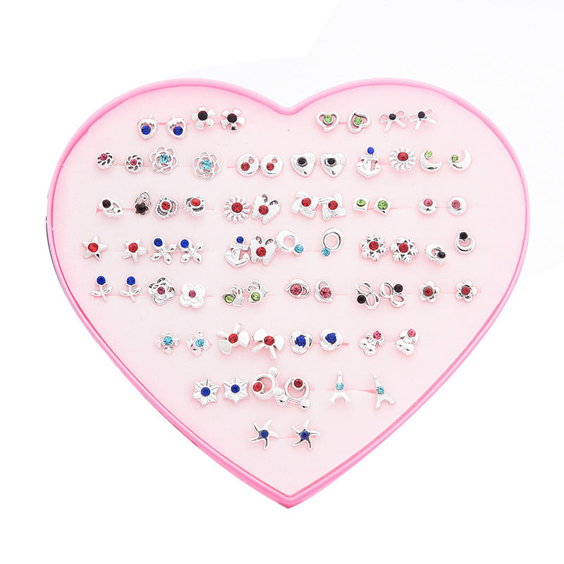Women's Flower Love Heart Not Allergic To Stud Earrings
