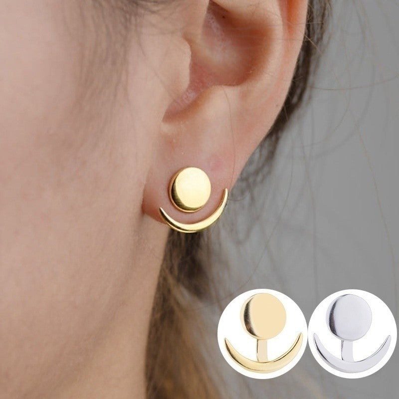 Women's Fashion Crescent Cute Earmuffs Sun Moon Earrings