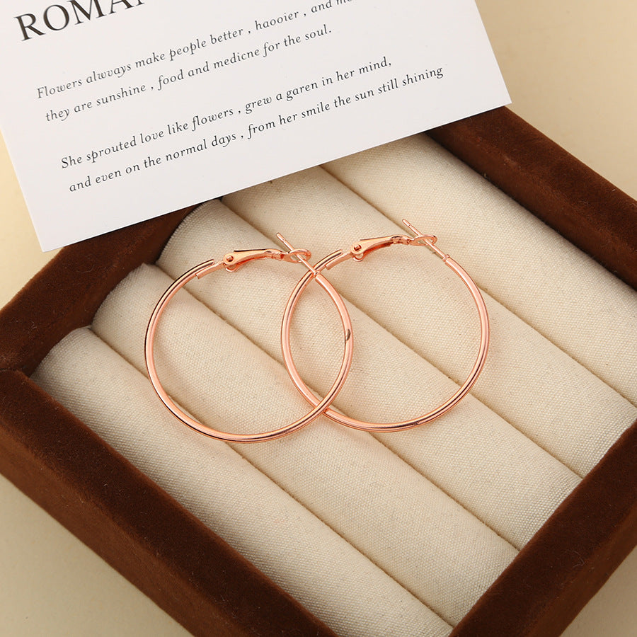 Women's Stainless Steel Round Jeans Button Spring Big Earrings