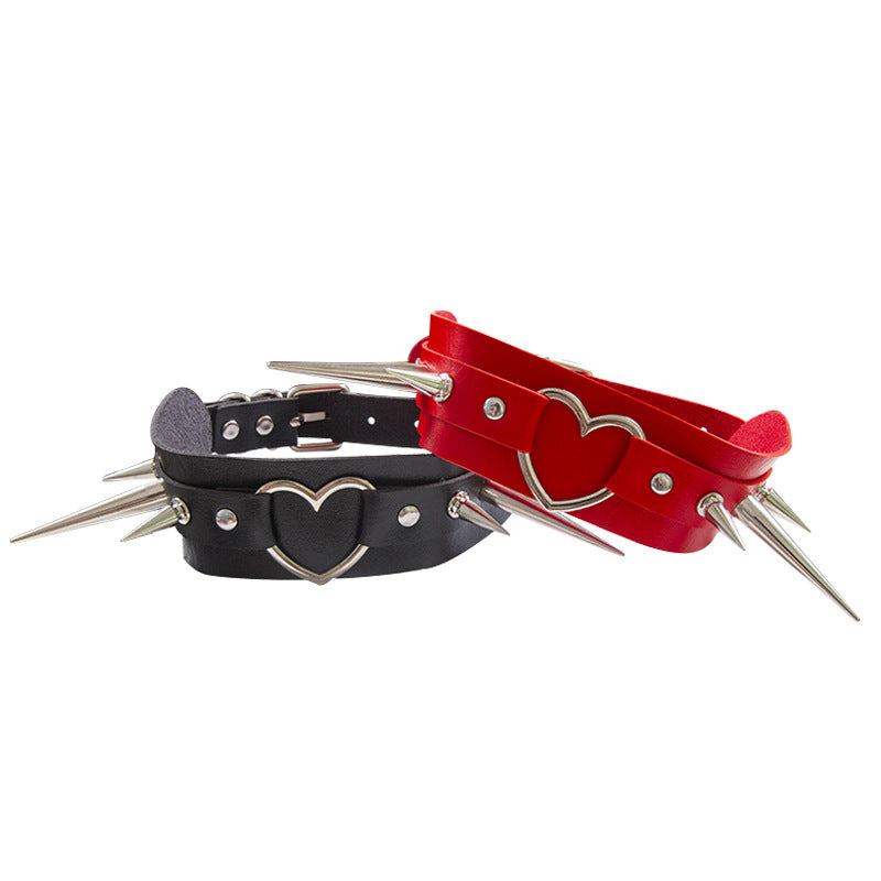 Long Peaked Short Pointed Rivet Personality Collar