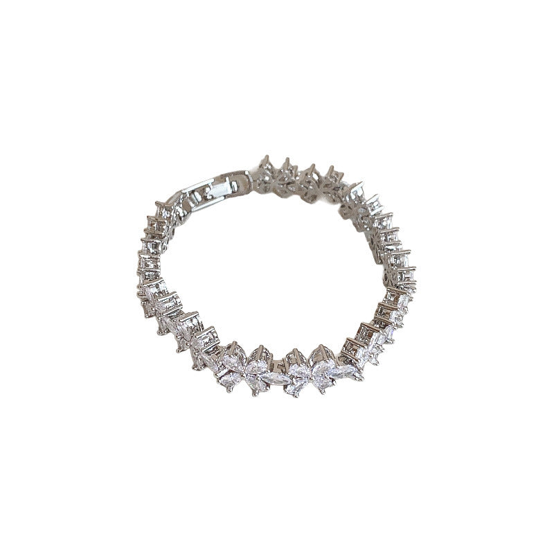 Women's Austrian Bright Gem Flower Light Luxury High-grade Court Style Fashion Bracelets
