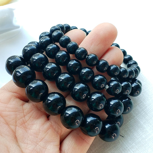 Women's & Men's Natural Obsidian For Round Beads Fashion Bracelet
