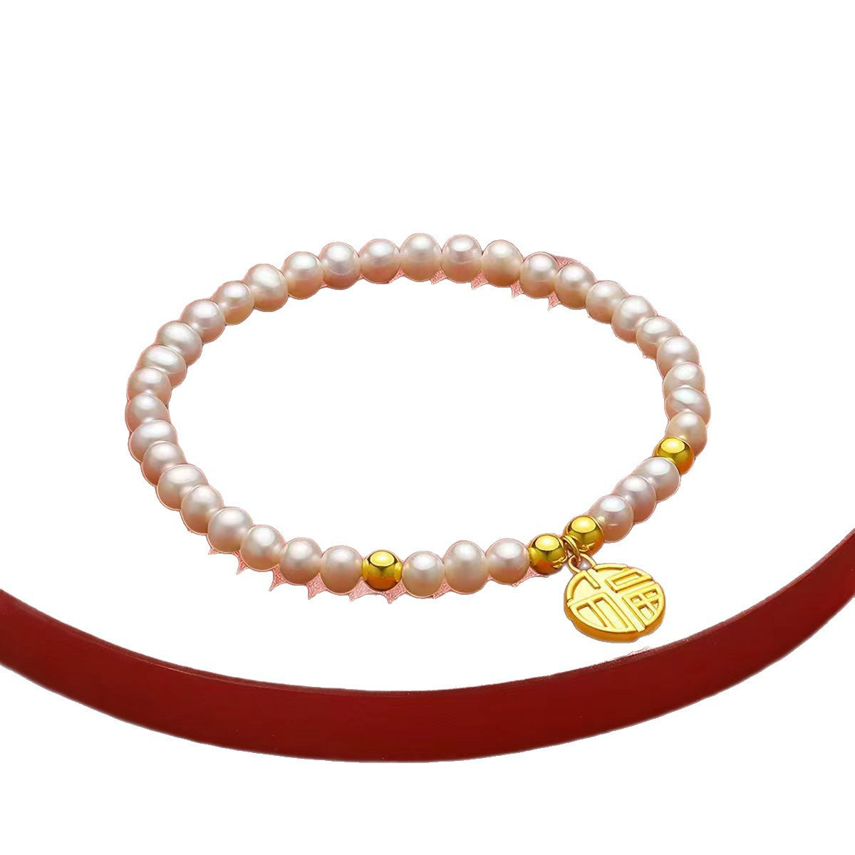 Pearl Lucky Beads Lotus Seedpod Peach Blossom Blessing Card Bracelet
