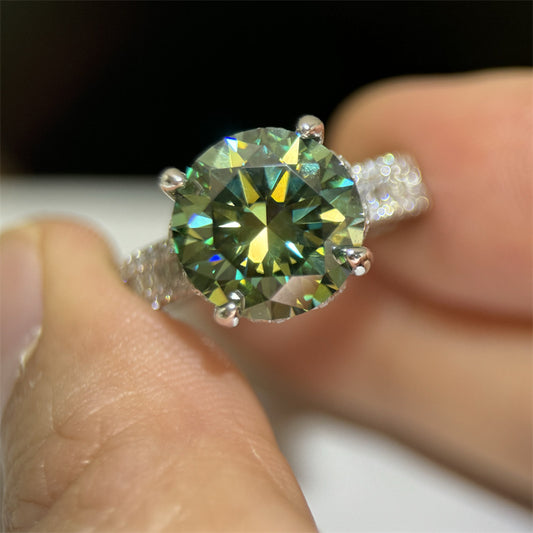 Luxury Karat Green Moissanite Color Female Rings