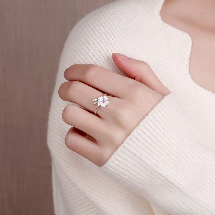 Diamond Female Light Luxury Minority Fashion Personalized Opening Adjustable Peach Rings