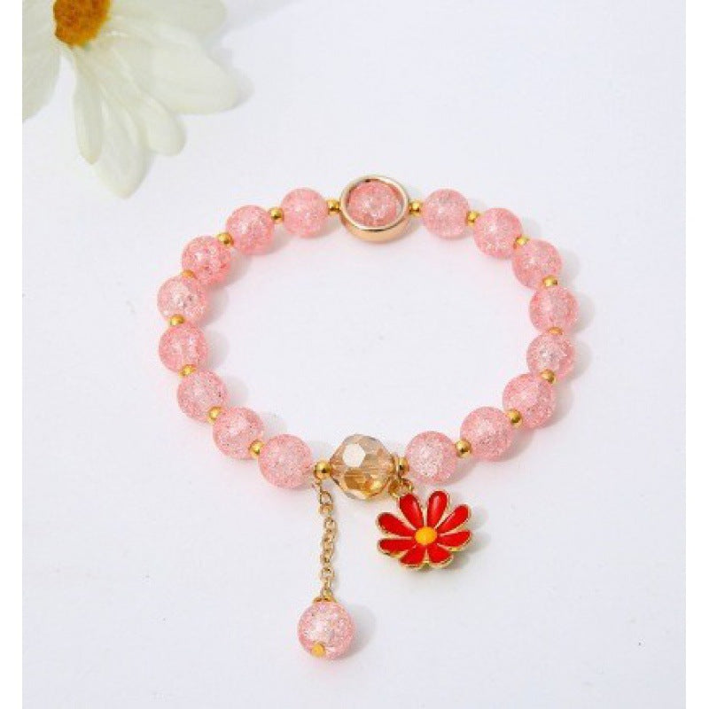 Camellia Little Daisy Crystal Girlfriends Color Glass Chipping Bracelet