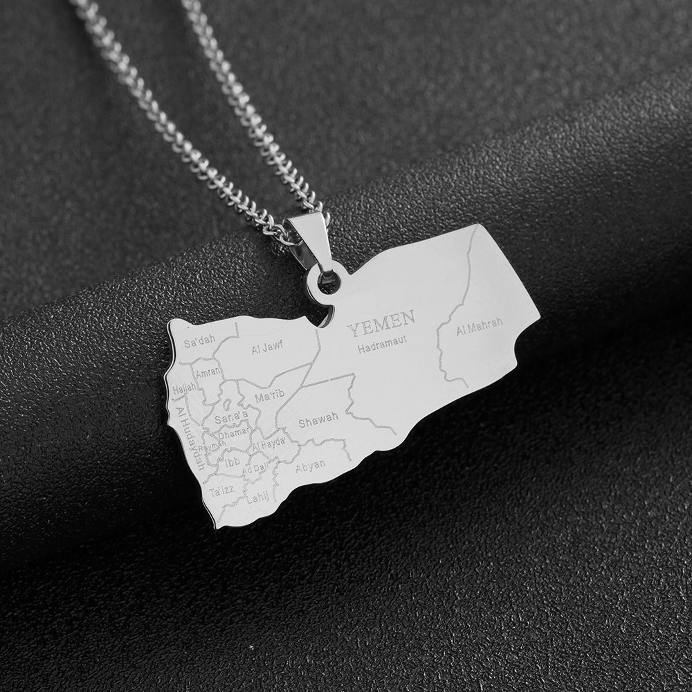 Women's & Men's Map Flag For Lovers Wild Titanium Necklaces