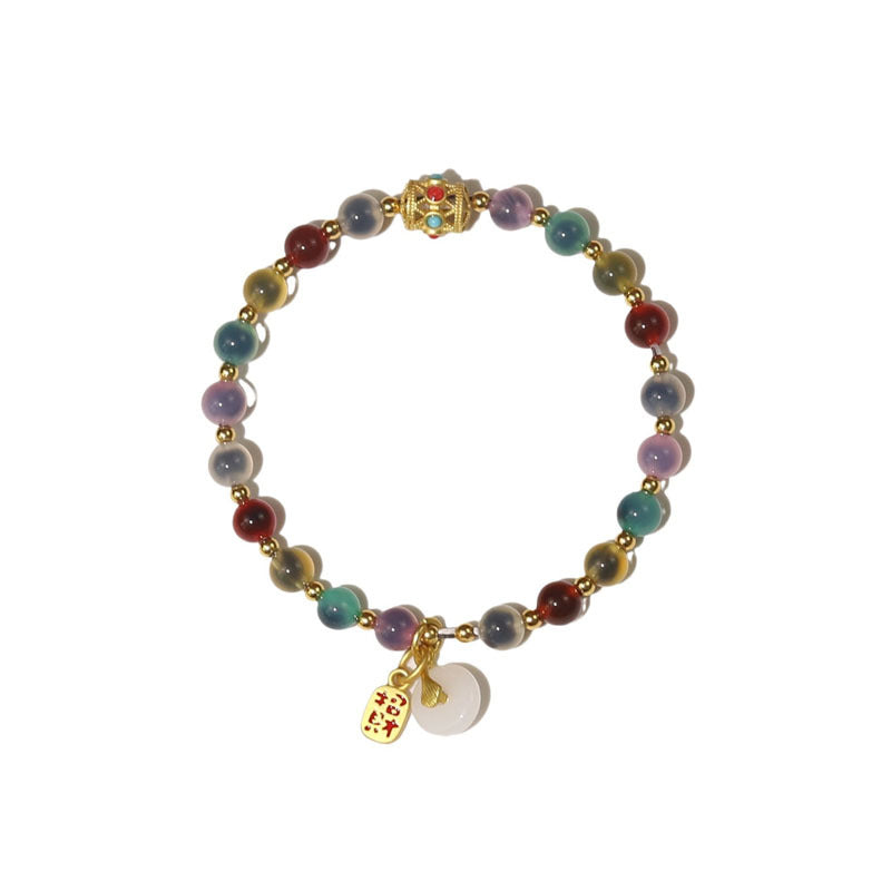 Agate Half Female Peace Buckle Lucky Light Luxury Temple Cultural Bracelet