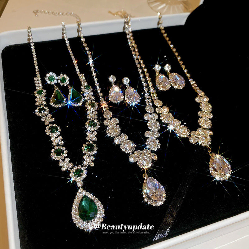 Drop Diamond Ear Affordable Luxury Style Stylish Clavicle Chain High Jewelry Set