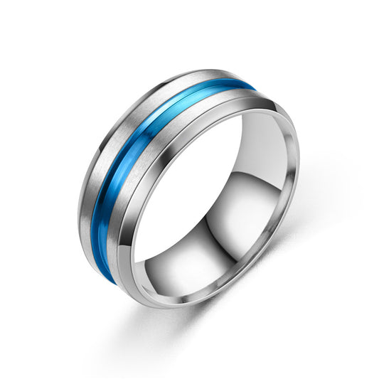Men's Lucky Jewelry Titanium Steel Personality Bevel Slotted Color Rings