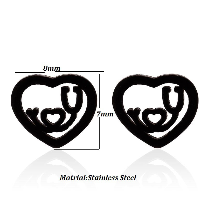 Women's Stainless Steel Geometric Gesture Love Heart Stud Earrings
