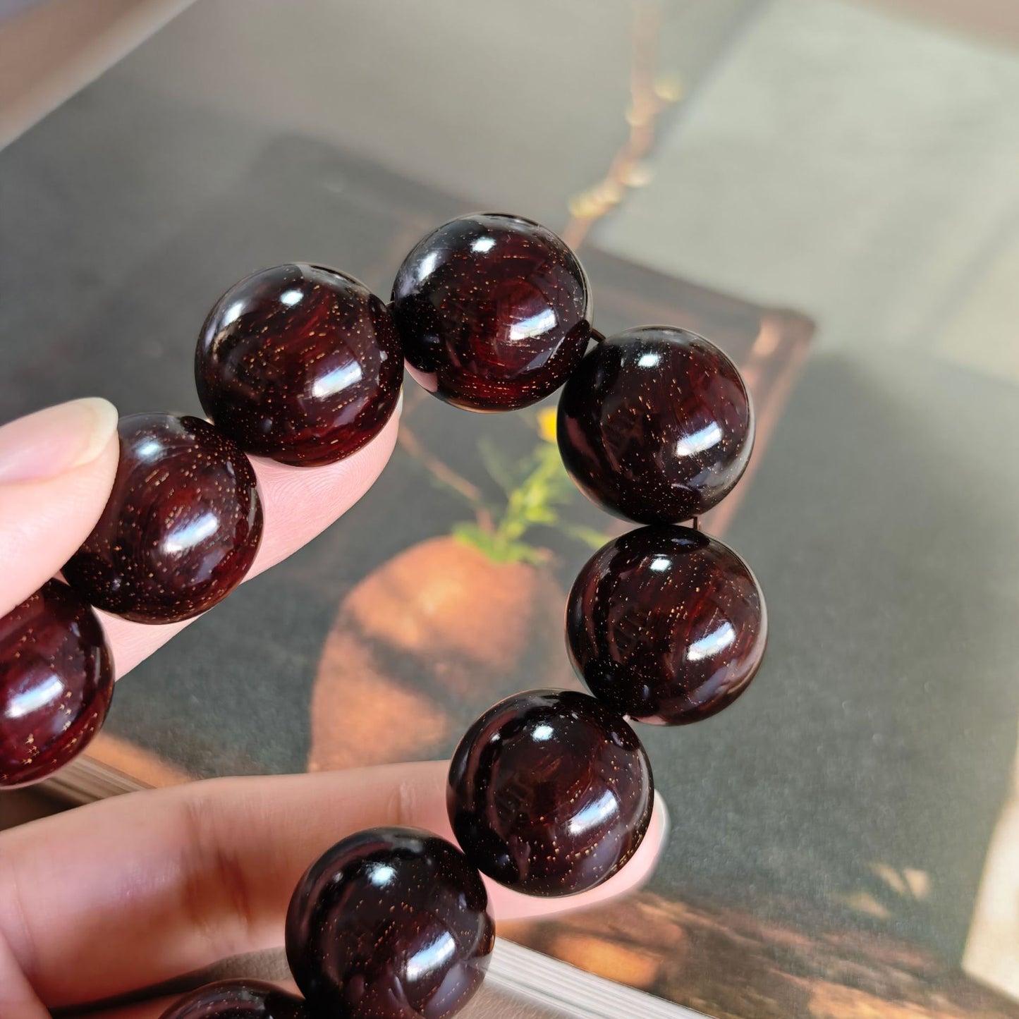 Women's & Men's Full Gold Star Old Materials Pcs Wooden Crafts Buddha Beads Bracelets