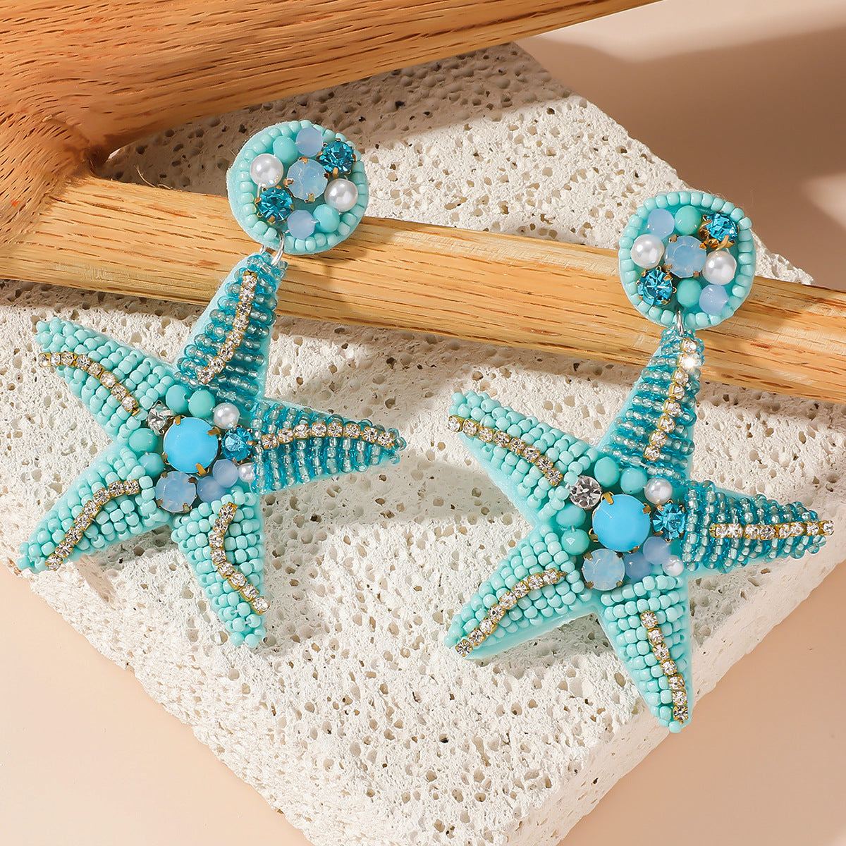 Vacation Style Beach Series Hand-woven Bead Shell Earrings