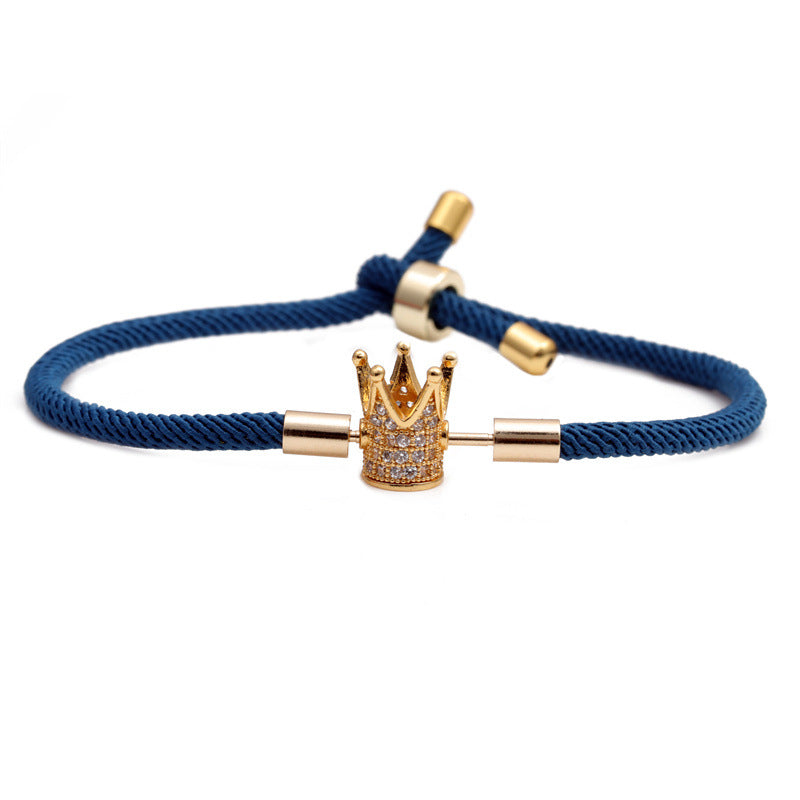 Women's Colorful Woven Red Milan Rope Adjustable Crown Bracelets
