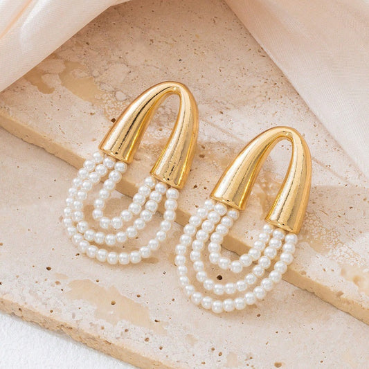 French Pearl Tassel Personality Wild Special Earrings