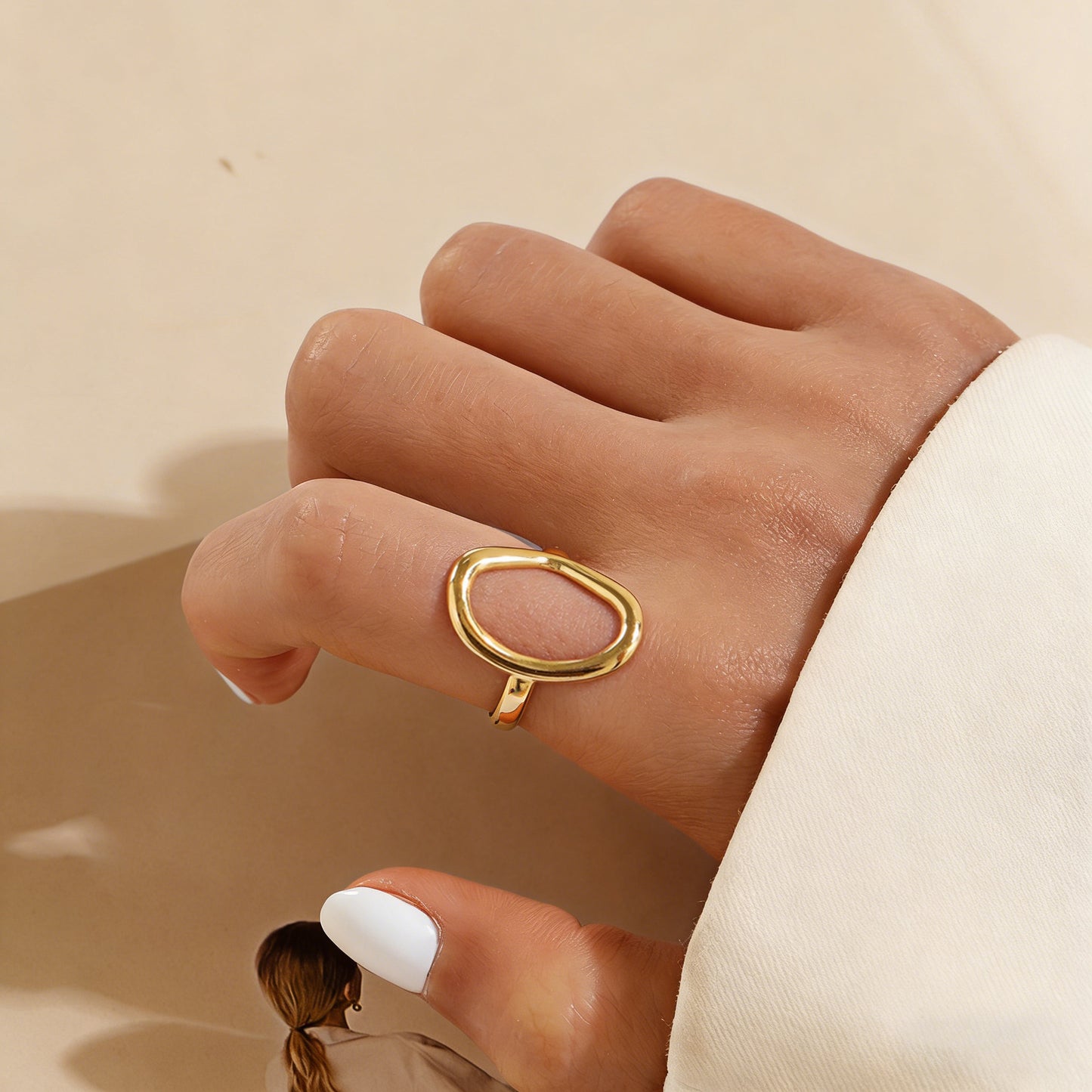 Steel Female Hollow Geometry Irregular Oval Ring