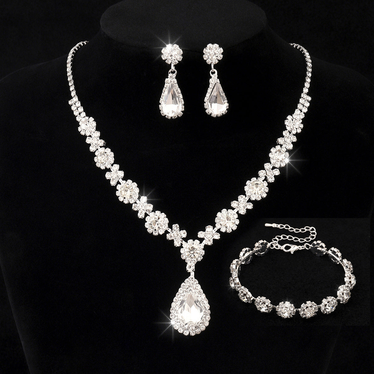Fashion Simple Rhinestone Two-piece Bridal Wedding Jewelry Set