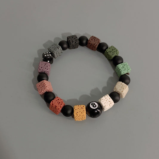 Eight Dice Color Volcanic Stone Male Female High-grade Bracelets