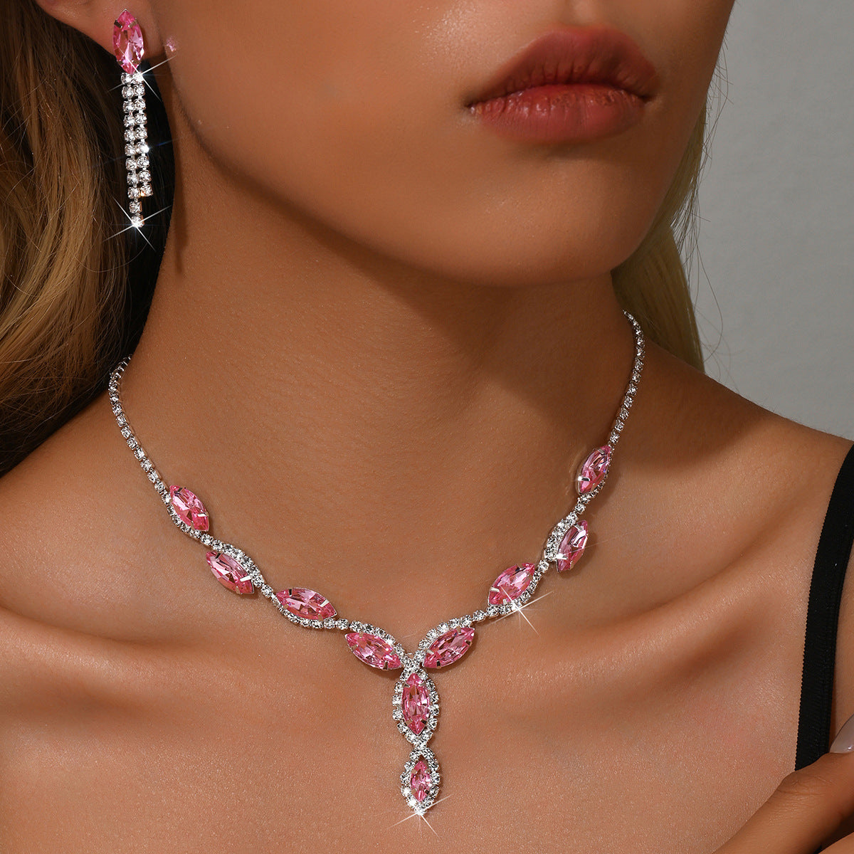 Full Diamond Rhinestone Two-piece Banquet Dress Jewelry Set