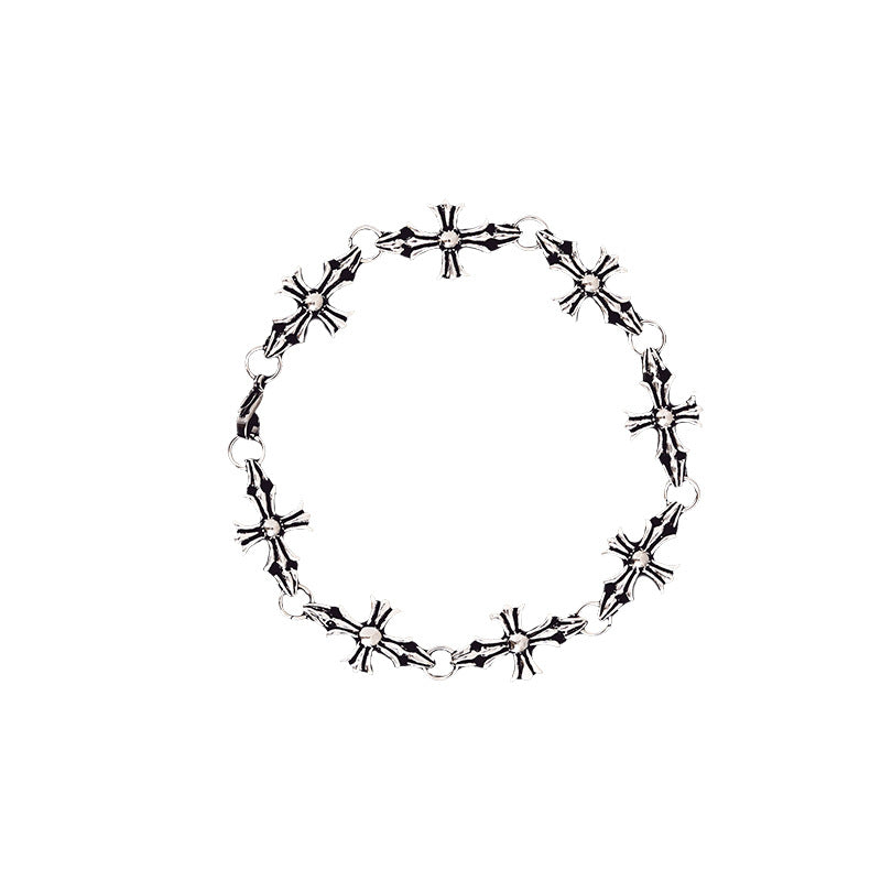 Cross Retro Distressed Sier Plated Copper High-grade Bracelets