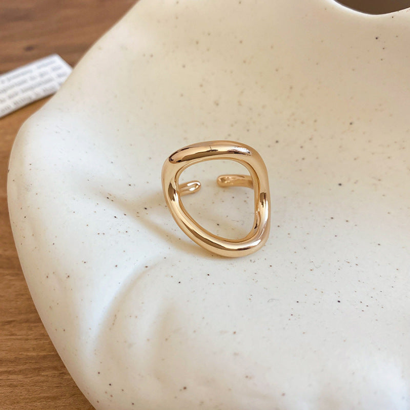 Women's Enamel Flower Open Golden Petal Design Rings