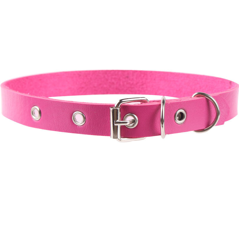 Ya Mi Punk Flat Buckle Leather Collar
