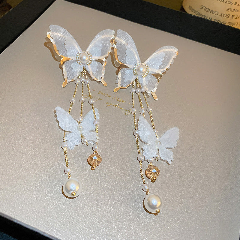 Pearl Flower Tassel Niche Temperament Atmosphere Affordable Earrings