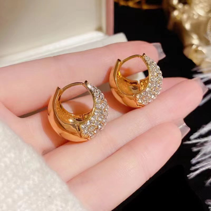 Women's Fashion Shiny Diamond Water Drop Ear Clip Light Luxury Earrings
