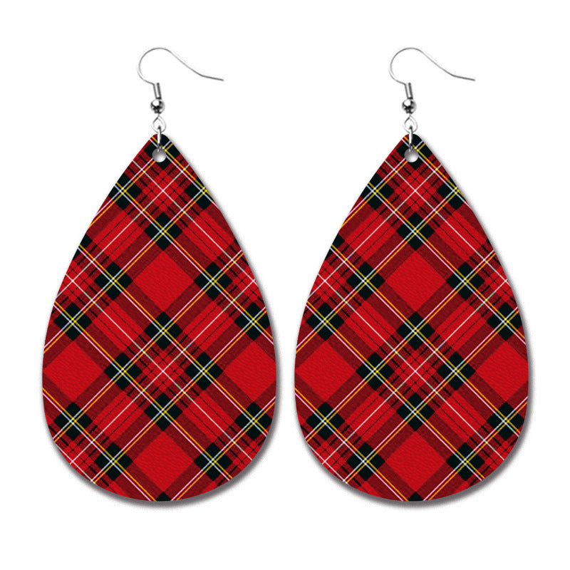 Cow Deer Santa Claus Red Black Plaid Leopard Print Earrings