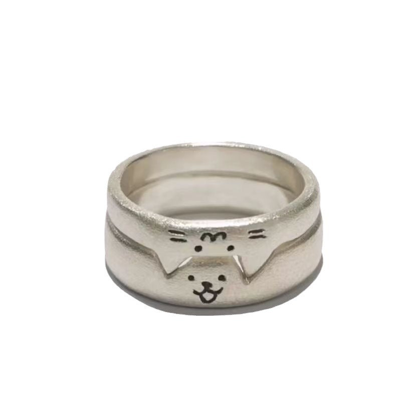 Kitten Puppy Couple Superimposed Cute For Girlfriend Ring